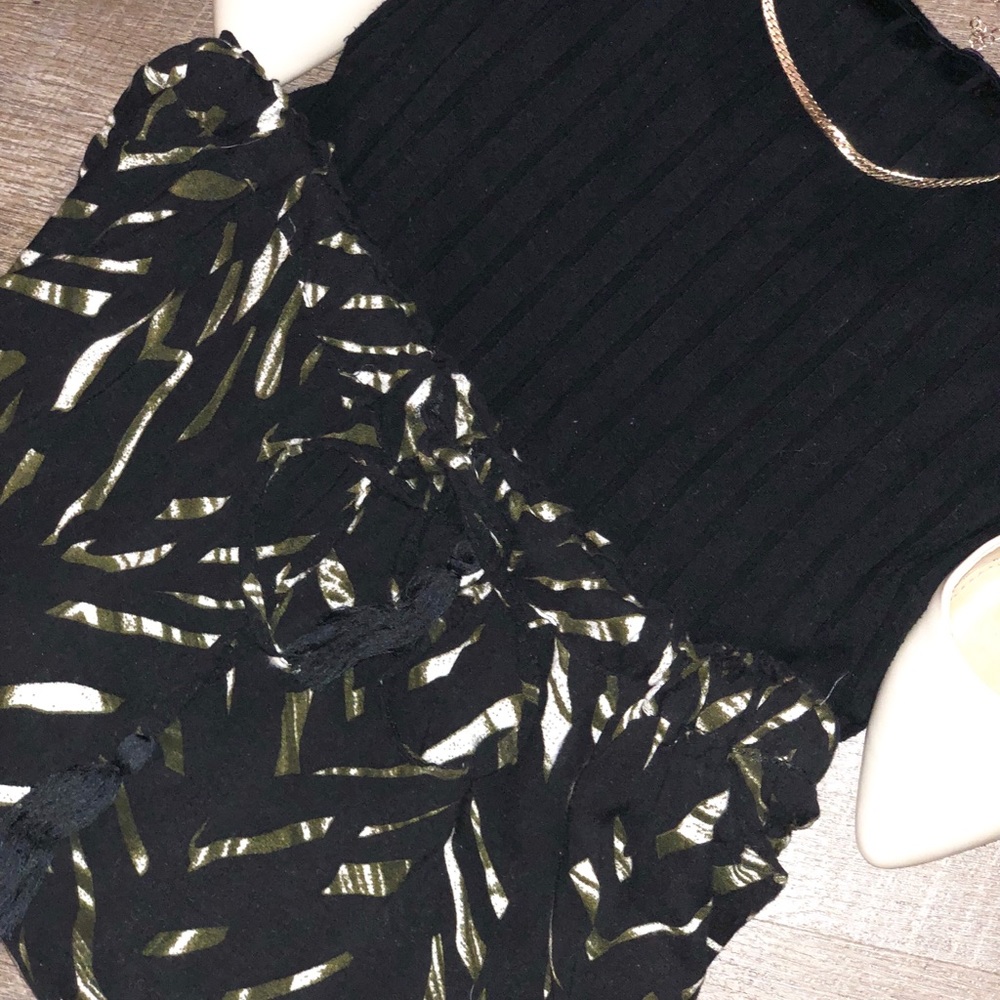Green Tropical High Waist Flare Pants